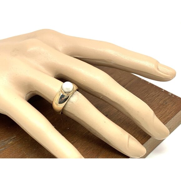 Pearl Cocktail Ring 14k Yellow Gold Estate Jewelry Women's Size 7.25 - Picture 5 of 14